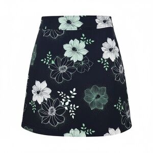 H&M Black Floral A-Line Mini Skirt US 10 Cotton Stretch Spring Summer Twee Style